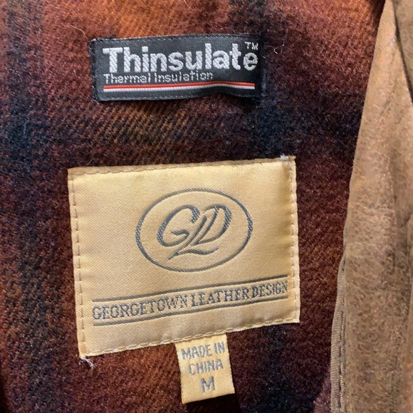 Vintage Georgetown Leather Design full lined Leather Jacket-zip off hood/lining - Picture 2 of 8